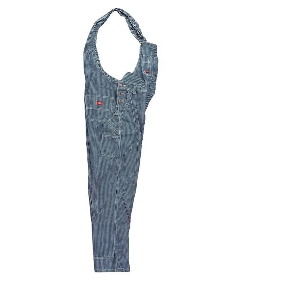 Dickies Striped Blue Denim Overalls Men’s Medium 100% Cotton Railroad 37"x31" - Picture 2 of 8